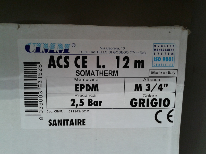 Sanitaire avec membrane EPDM mais sans la qualification.